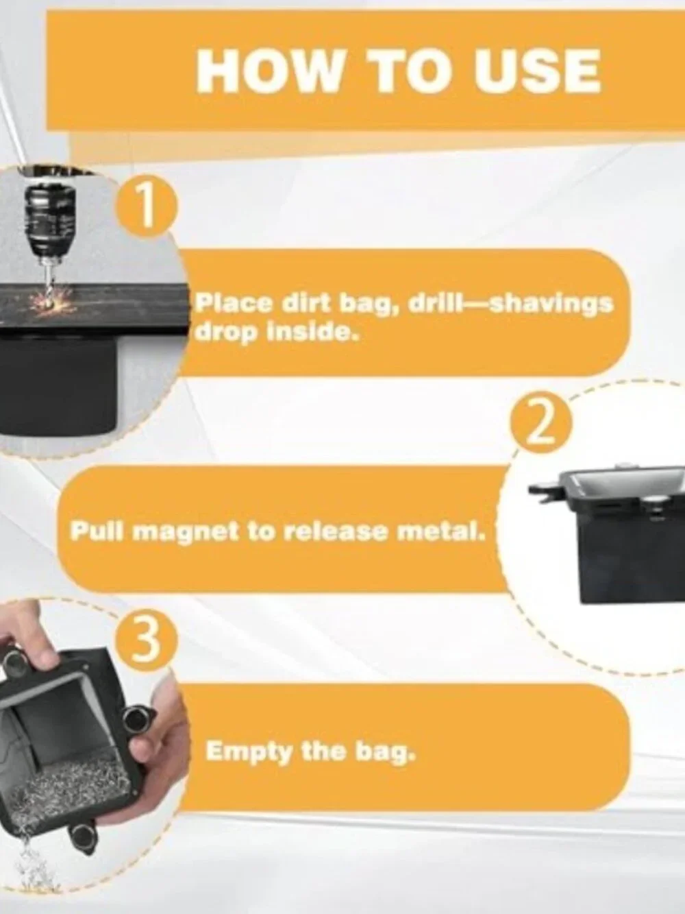 2 Small Magnetic Metal Shaving Catcher, Adjustable Electrical Dirt Bag 4 Movable